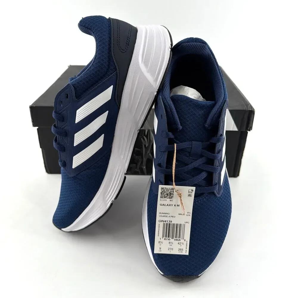 Adidas Men's Tech Indigo Cloud White Legend Ink Galaxy 6 Running Shoes Size 9